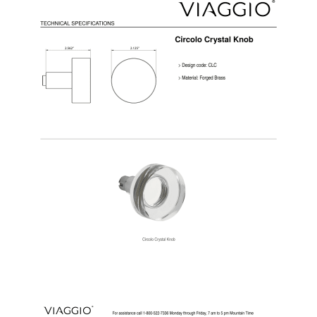 A large image of the Viaggio CLOMLNCLC_DD Handle - Knob Details