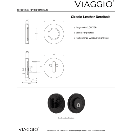 A large image of the Viaggio CLOMLTBLL_COMBO_234_LH Deadbolt Details