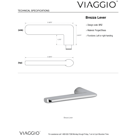 A large image of the Viaggio CLOMLTBRZ_COMBO_234_LH Handle - Lever Details