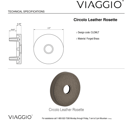 A large image of the Viaggio CLOMLTBRZ_PRV_234_RH Backplate - Rosette Details