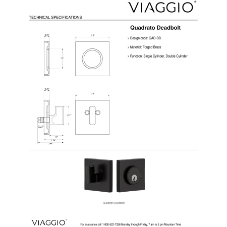 A large image of the Viaggio QADBLL_COMBO_238_RH Deadbolt Details