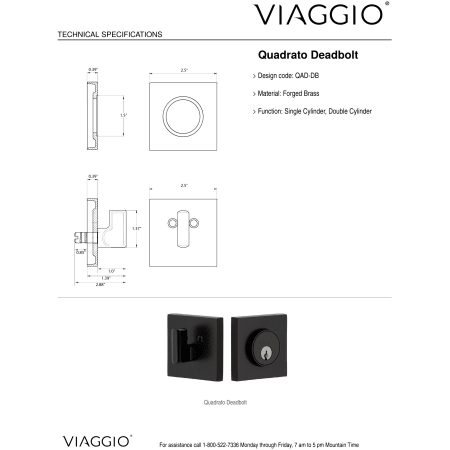 A large image of the Viaggio QADLUS_COMBO_238_LH Deadbolt Details