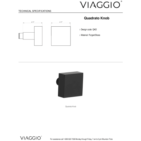 A large image of the Viaggio QADMHMQAD_COMBO_238 Handle - Knob Details