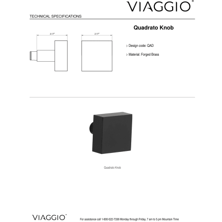 A large image of the Viaggio QADMHMQAD_PRV_234 Handle - Knob Details