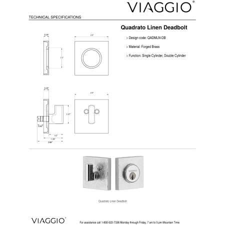 A large image of the Viaggio QADMLNBLL_COMBO_234_LH Deadbolt Details