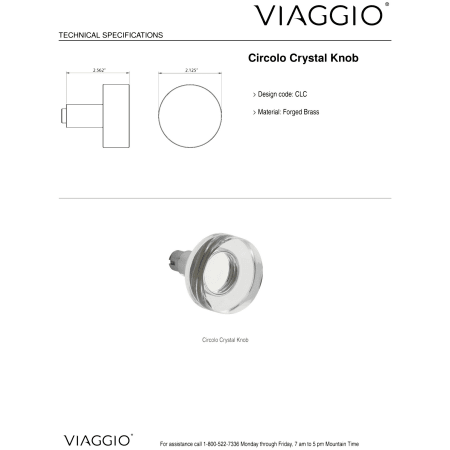 A large image of the Viaggio QADMLNCLC_PRV_234 Handle - Knob Details