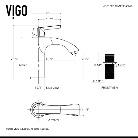 A large image of the Vigo VG01028K1 Vigo-VG01028K1-Line Drawing