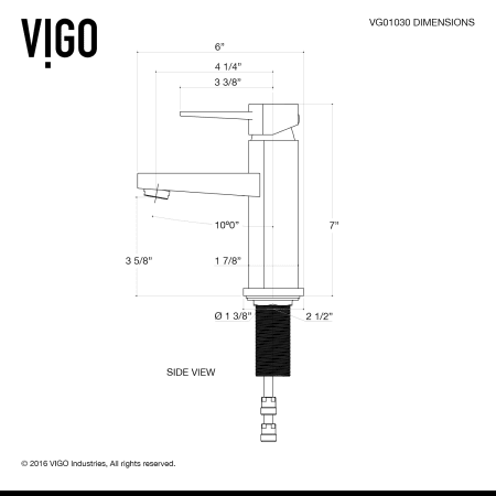 A large image of the Vigo VG01030 Vigo-VG01030-Line Drawing