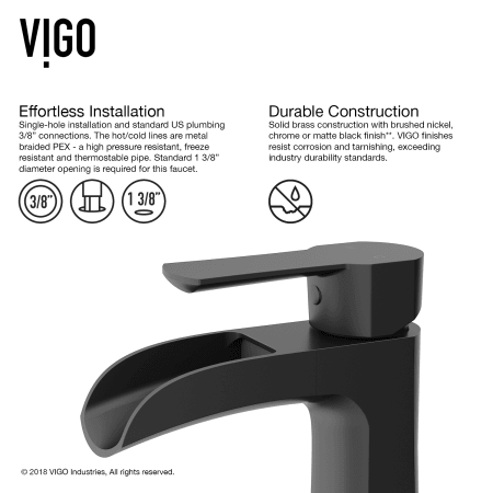 A large image of the Vigo VG01041K1 Installation Info