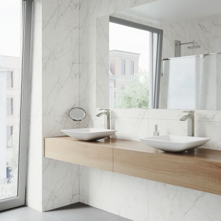 A large image of the Vigo VG03007 Vigo-VG03007-Double Sink Bathroom View - BN