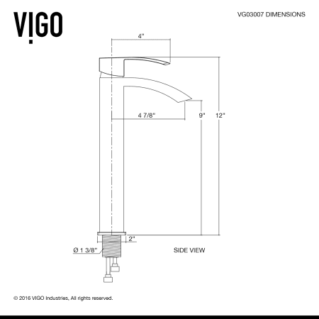 A large image of the Vigo VG03007 Vigo-VG03007-Line Drawing