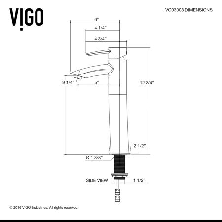 A large image of the Vigo VG03008 Vigo-VG03008-Line Drawing