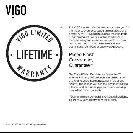 A large image of the Vigo VG03008 Vigo-VG03008-Warranty Infographic