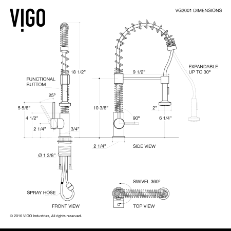 A large image of the Vigo VG15019 Vigo-VG15019-Specification Image