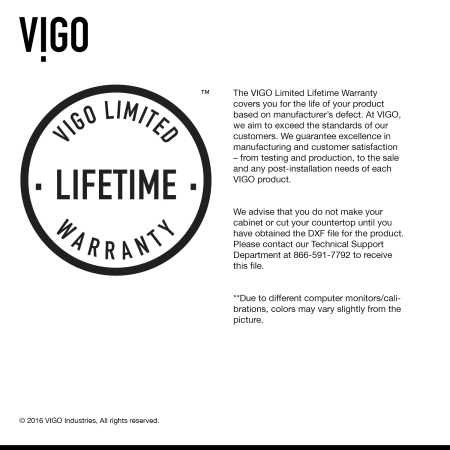 A large image of the Vigo VG15019 Vigo-VG15019-Warranty Infographic