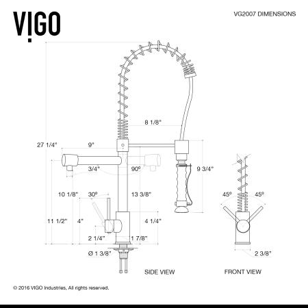 A large image of the Vigo VG15108 Vigo-VG15108-Specification Image