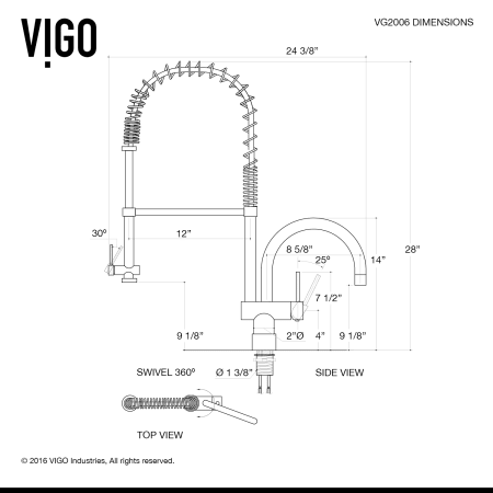 A large image of the Vigo VG15125 Vigo-VG15125-Specification Image