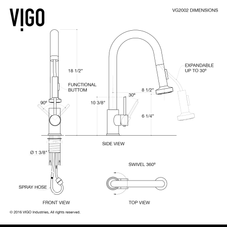A large image of the Vigo VG15132 Vigo-VG15132-Specification Image