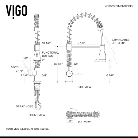 A large image of the Vigo VG15133 Vigo-VG15133-Specification Image