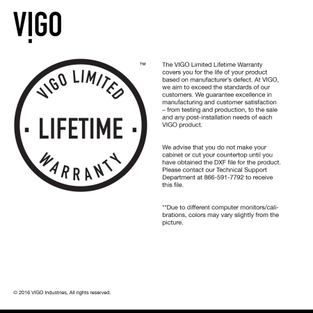 A large image of the Vigo VG15155 Vigo-VG15155-Warranty Infographic
