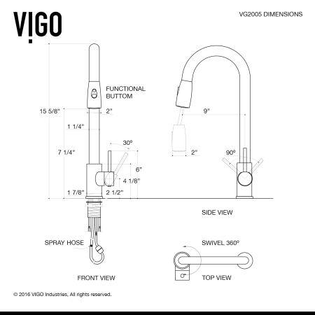 A large image of the Vigo VG15171 Vigo-VG15171-Specification Image