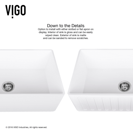 A large image of the Vigo VG15455 Vigo-VG15455-Slotted or Apron Infographic