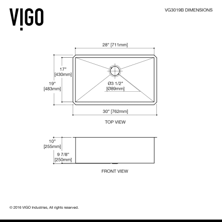 A large image of the Vigo VG3019BK1 Vigo-VG3019BK1-Line Drawing