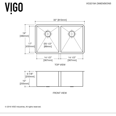 A large image of the Vigo VG3219A Vigo-VG3219A-Dimensions