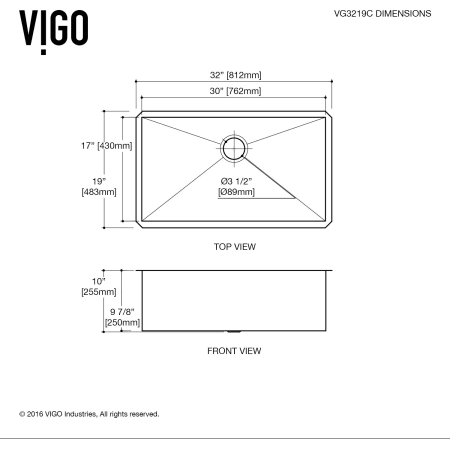 A large image of the Vigo VG3219C Vigo-VG3219C-Dimensions