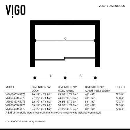 A large image of the Vigo VG604550 Vigo-VG604550-Specification Image