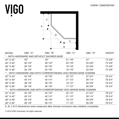 A large image of the Vigo VG606136 Vigo-VG606136-Specification Image
