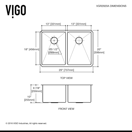 A large image of the Vigo VGR2920AK1 Vigo-VGR2920AK1-Line Drawing