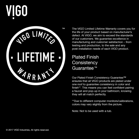 A large image of the Vigo VGT1021 Vigo-VGT1021-Finish Warranty Infographic