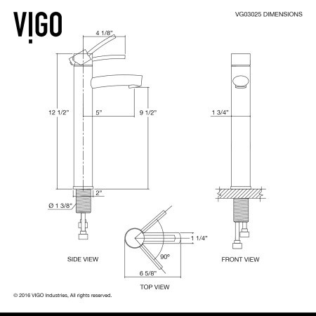A large image of the Vigo VGT1087 Vigo-VGT1087-Line Drawing - Faucet