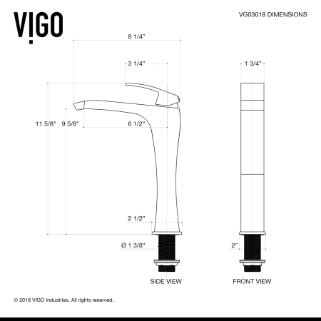 A large image of the Vigo VGT1092 Vigo-VGT1092-Line Drawing - Faucet