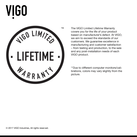 A large image of the Vigo VGT1651 Warranty