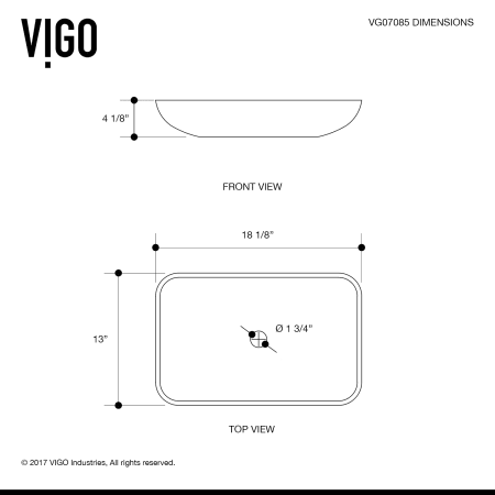A large image of the Vigo VGT1702 Sink Sizing