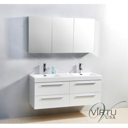 A large image of the Virtu USA JD-50754 Gloss White / Polymarble Top