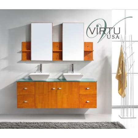 A large image of the Virtu USA MD-457 Honey Oak / Tempered Glass Top