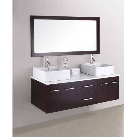 A large image of the Virtu USA SD-81161 Walnut / White Artificial Stone Top