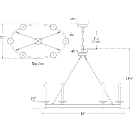 A large image of the Visual Comfort CHC1603 CHC1603 Line Drawing