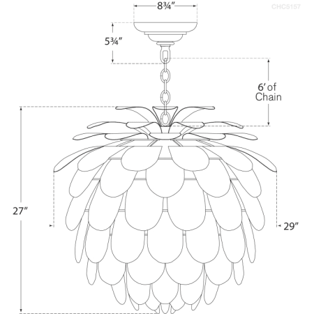 A large image of the Visual Comfort CHC5157-G CHC5157-G Line Drawing