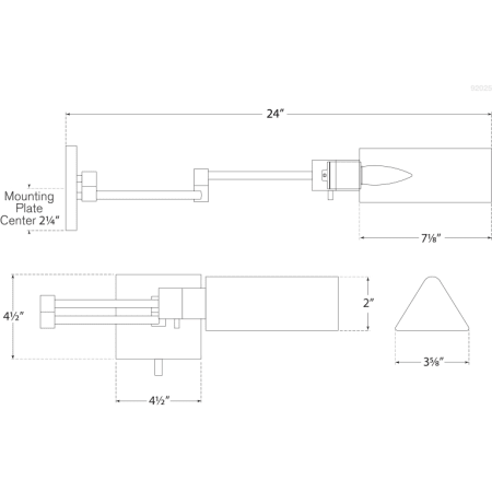 A large image of the Visual Comfort 92025 92025 Line Drawing