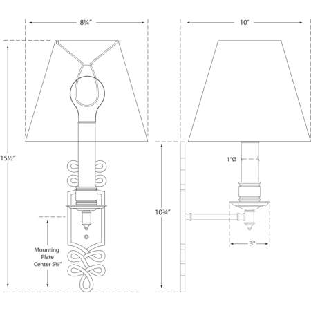 A large image of the Visual Comfort AH2010NP AH2010NP Line Drawing