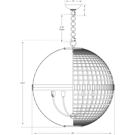 A large image of the Visual Comfort ARN5002 ARN5002 Line Drawing