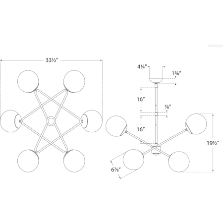 A large image of the Visual Comfort ARN5262 ARN5262 Line Drawing