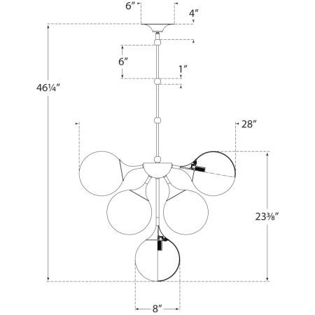 A large image of the Visual Comfort ARN 5401-WG ARN 5401 Line Drawing