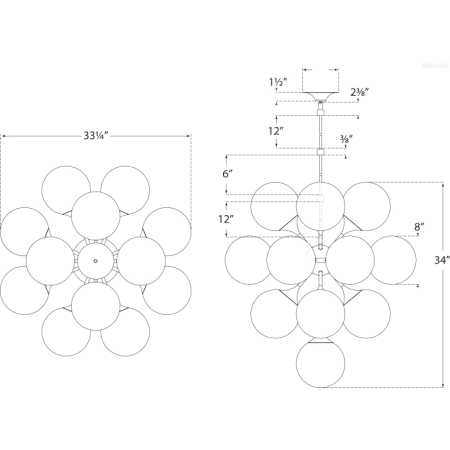 A large image of the Visual Comfort ARN 5402-WG ARN 5402-WG Line Drawing