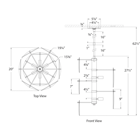 A large image of the Visual Comfort ARN5451 ARN5451 Line Drawing