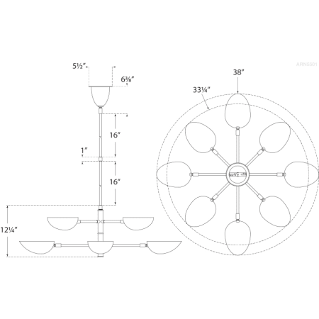 A large image of the Visual Comfort ARN 5501 ARN 5501 Line Drawing